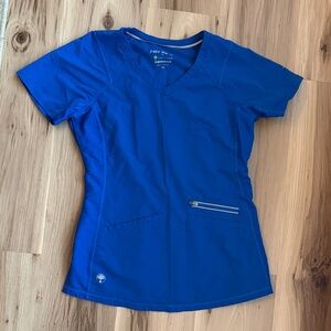 Healing Hands Royal Blue V-Neck Short Sleeve Top